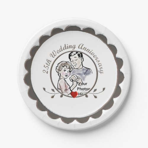 25th Wedding Anniversary Paper Plates