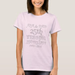 25th Wedding Anniversary Parents Silver Typography T-Shirt<br><div class="desc">25th Wedding Anniversary Parents Silver Typography Elegant Party Shirt</div>