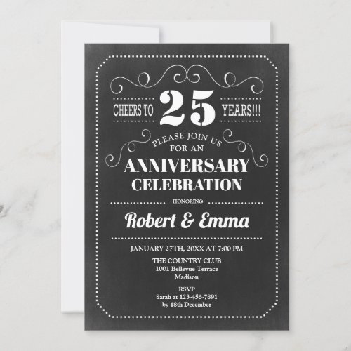 25th Wedding Anniversary Party _ Chalkboard Invitation