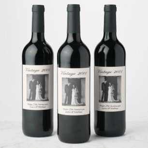 25th Wedding Anniversary Party Decor Custom Photo Wine Label