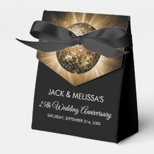 25th Wedding Anniversary Party Gold Disco Ball Favor Boxes