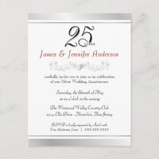 25th Wedding Anniversary Party Invitations