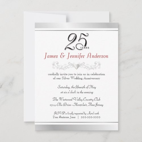 25th Wedding Anniversary Party Invitations