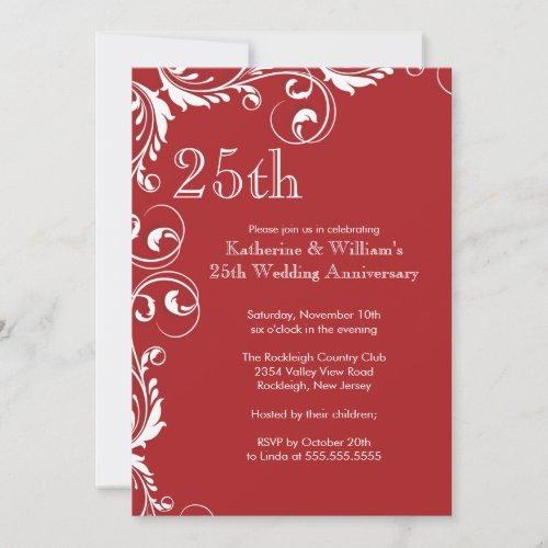 25th Wedding Anniversary Party Invitations