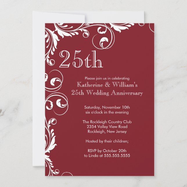 25th Wedding Anniversary Party Invitations (Front)