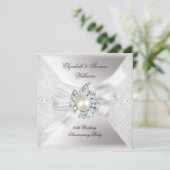 25th Wedding Anniversary Party Lace Pearl White Invitation (Standing Front)