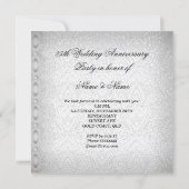 25th Wedding Anniversary Party Lace Pearl White Invitation (Back)