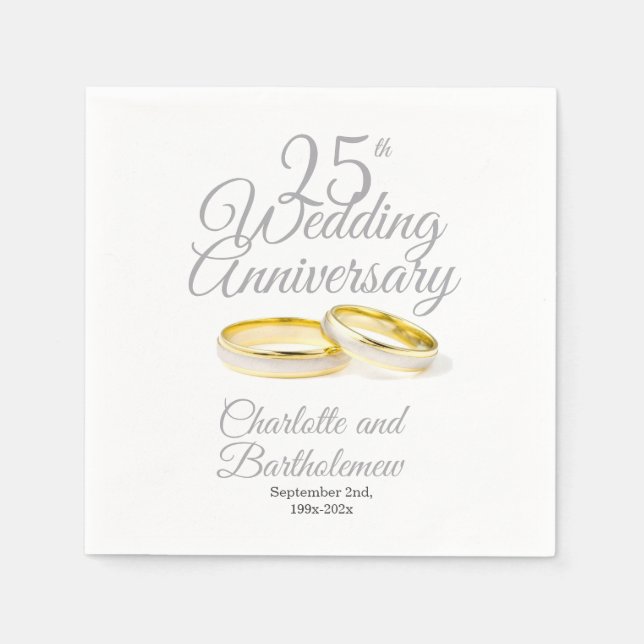25th Wedding Anniversary Party Napkins (Front)