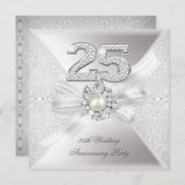 25th Wedding Anniversary Party Pearl Silver Invitation (Front/Back)