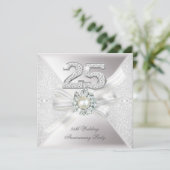 25th Wedding Anniversary Party Pearl Silver Invitation (Standing Front)