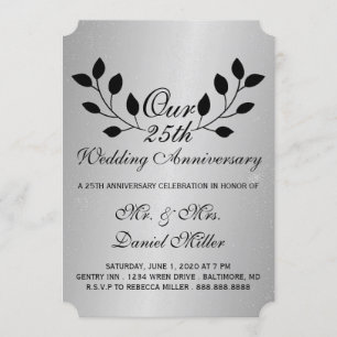 25th Wedding Anniversary Party Silver Invite