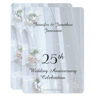25th Wedding Anniversary Party, Vintage Lace Invitation
