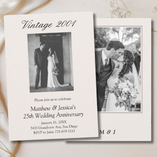 25th Wedding Anniversary Party Vow Renewal 2 Photo Invitation