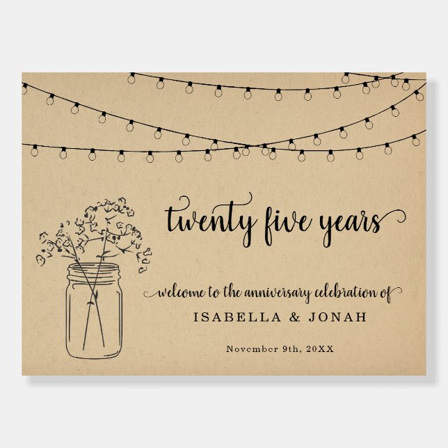 25th Wedding Anniversary Party Welcome Sign (Front)