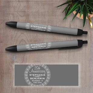 25th Wedding Anniversary Personalized Black Ink Pen