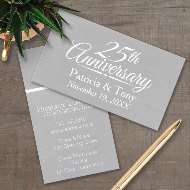 25th Wedding Anniversary Personalized Business Card (Custom Anniversary Calling Card)