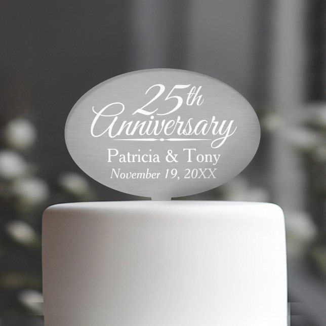 25th Wedding Anniversary Personalized Cake Topper (Creator Uploaded)