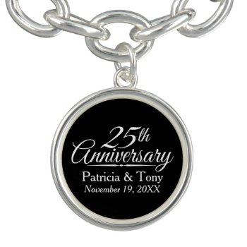 25th Wedding Anniversary Personalized Charm Bracelet by JustWeddings at Zazzle