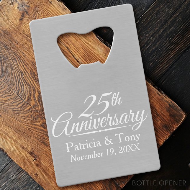 25th Wedding Anniversary Personalized Credit Card Bottle Opener (Custom Bottle Opener - Card Style)