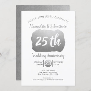 25th Wedding Anniversary Personalized Faux Silver Invitation