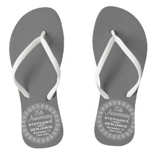 25th Wedding Anniversary Personalized Flip Flops