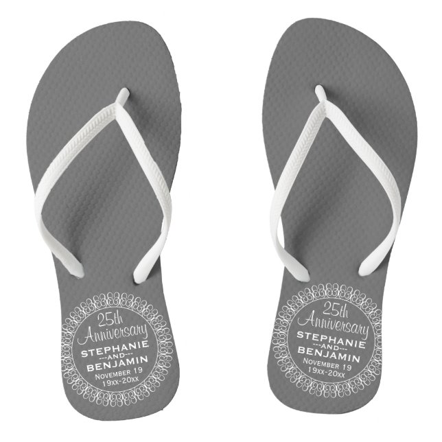 25th Wedding Anniversary Personalized Flip Flops (Footbed)
