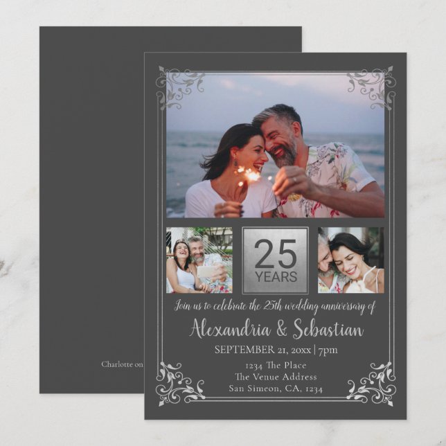 25th Wedding Anniversary Personalized Frame Invitation (Front/Back)
