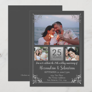 25th Wedding Anniversary Personalized Frame Invitation