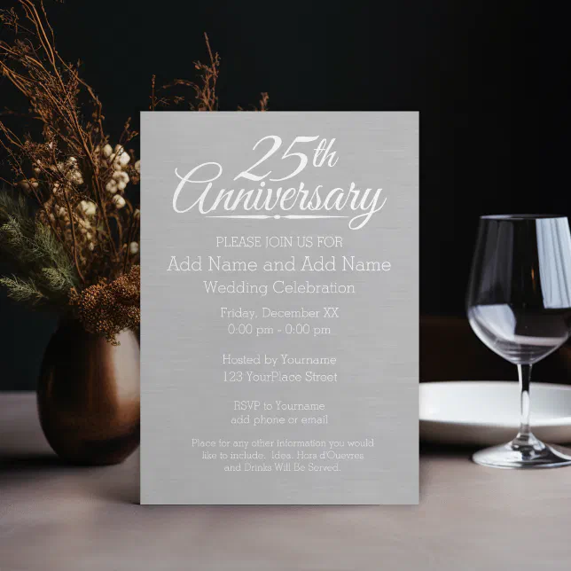 25th Wedding Anniversary Personalized Invitation | Zazzle