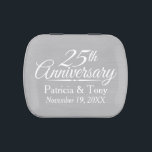 25th Wedding Anniversary Personalized Jelly Belly Candy Tin<br><div class="desc">If you need a different year - other than 25,  please contact me. Traditional Gray and Silver with White - Perfect gift for parents or grandparents. A keepsake that you can customize.</div>