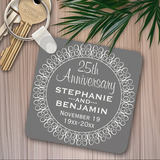 25th Wedding Anniversary Personalized Keychain (Personalized keychain -Wedding Anniversary)