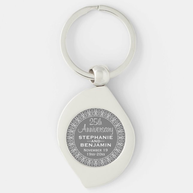 25th Wedding Anniversary Personalized Keychain (Front)