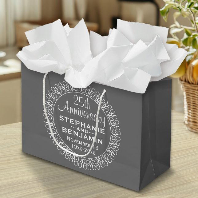 25th Wedding Anniversary Personalized Large Gift Bag (Custom Gift Bag)