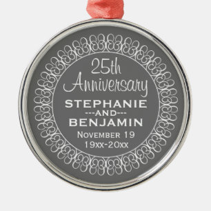 25th Wedding Anniversary Personalized Metal Ornament