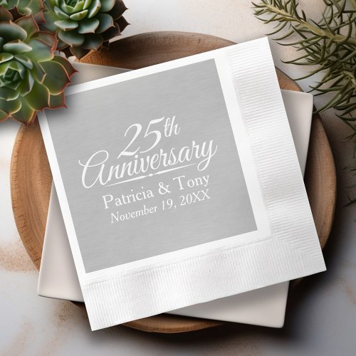 25th Wedding Anniversary Personalized Paper Napkins