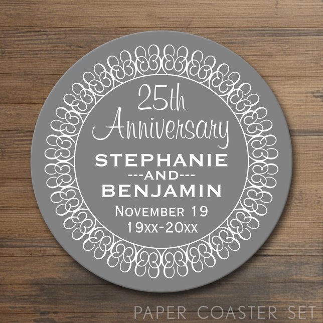 25th Wedding Anniversary Personalized Round Paper Coaster (Custom Coaster)