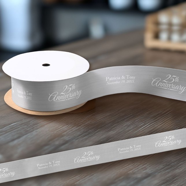 25th Wedding Anniversary Personalized Satin Ribbon (Custom Wedding Anniversary Ribbon)