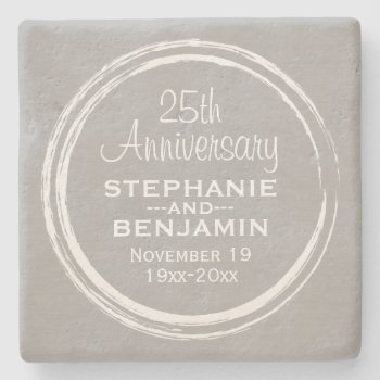 25th Wedding Anniversary Personalized Stone Coaster by JustWeddings at Zazzle