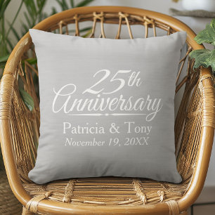 25th Wedding Anniversary Personalized Throw Pillow