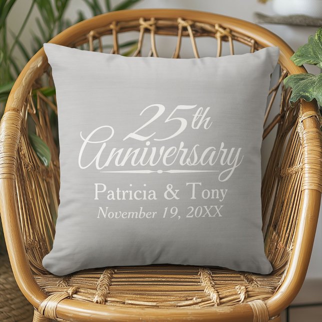 25th Wedding Anniversary Personalized Throw Pillow (Custom Anniversary Pillow)