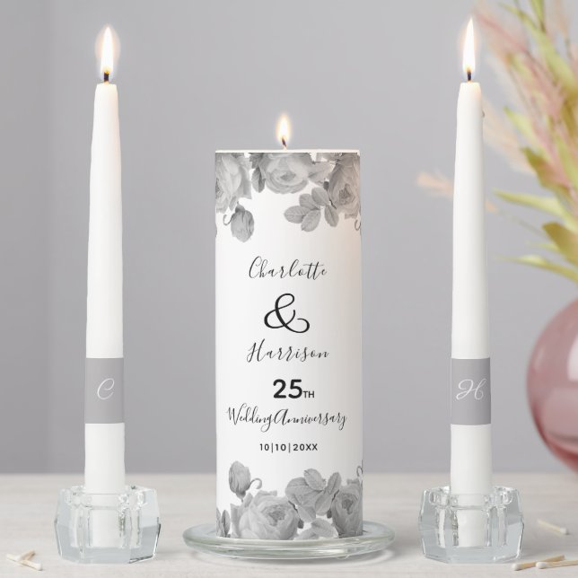 25th Wedding Anniversary Personalized Unity Candle Set (In Situ)