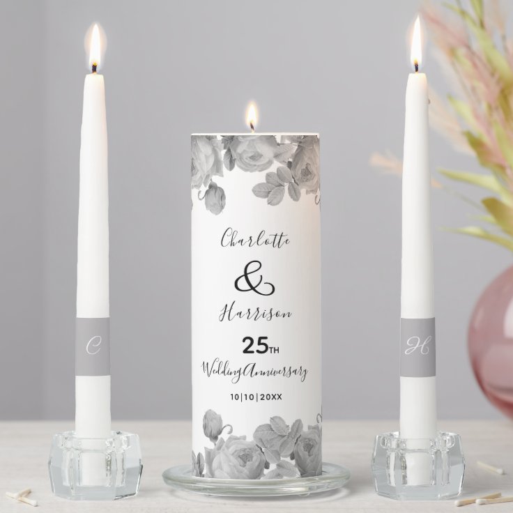 25th Wedding Anniversary Personalized Unity Candle Set | Zazzle