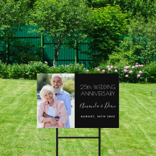 25th wedding anniversary photo black drive-by sign
