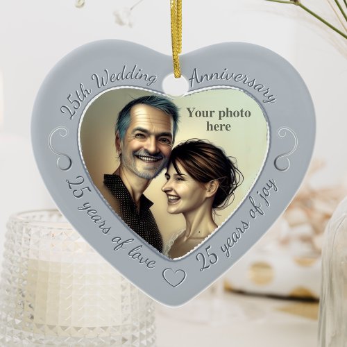 25th Wedding Anniversary Photo Ceramic Ornament