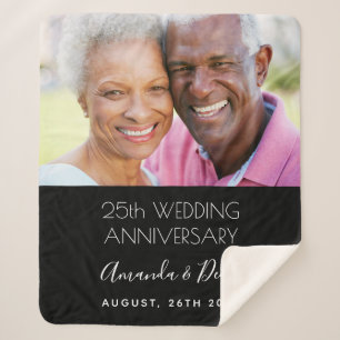 25th wedding anniversary photo couple elegant sherpa blanket