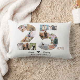 25th Wedding Anniversary Photo  Lumbar Pillow