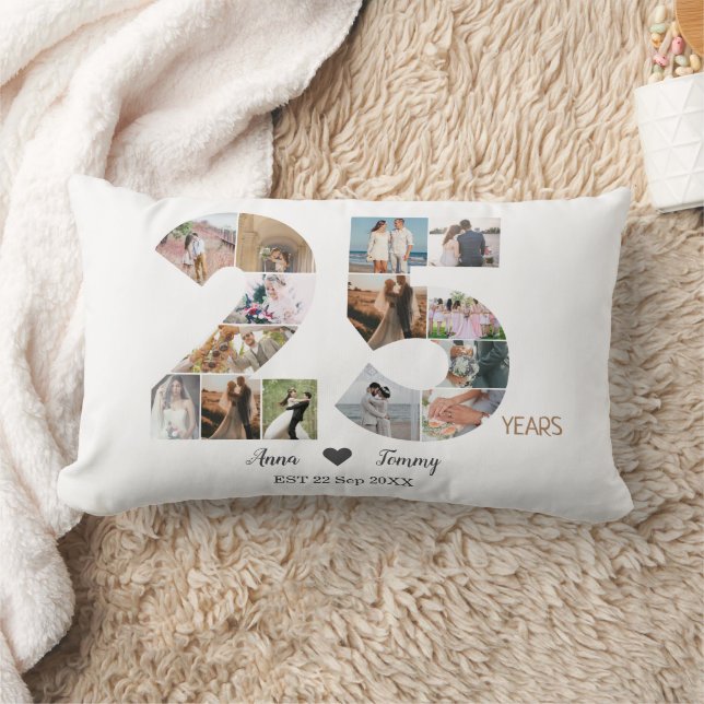 25th Wedding Anniversary Photo  Lumbar Pillow (Blanket)