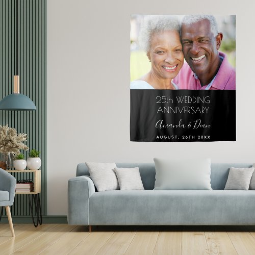 25th wedding anniversary photo modern elegant tapestry