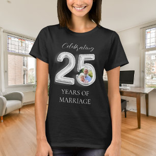 25th wedding anniversary photo silver black T-Shirt