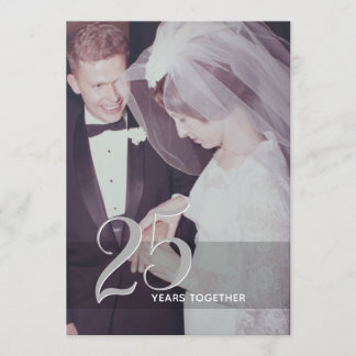 25th Wedding Anniversary & Photo - silver gray Invitation